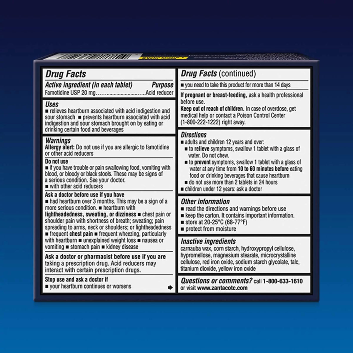 Zantac 360 Maximum Strength Tablets, 50 Count, Heartburn Prevention and Relief, 20 mg Tablets