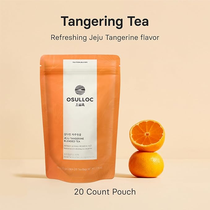OSULLOC Tangerine Tea (Refreshing Jeju Tangerine Flavor) | Korean Premium Blended Tea Bag | Sweet Fruit Tea | 20 Count Tea Bags, 1.76oz