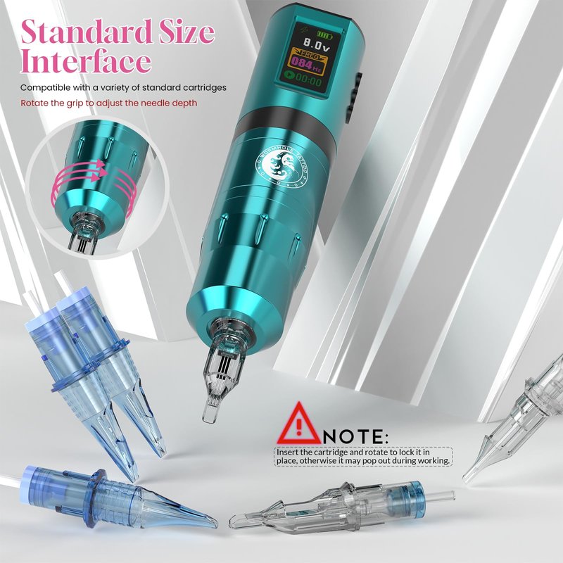 1800mAh Battery Wormhole Tattoo Gun Kit, Wireless Tattoo Kit, Aluminum Alloy Tattoo Machine Adjustable Tattoo Pen Rotary Gun Kit, Complete Professional Tattoo Kit with Cartridge Needles for Artists