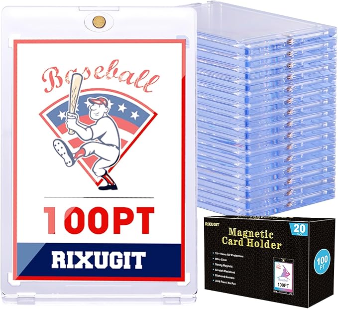 20-Pack One Touch Magnetic Card-Holder - 100PT Magnetic Sports Card Holders, Trading Card Holder, UV Protection， Sports Card Protectors, Magnet Case Fit for Standard Cards Storage and Display