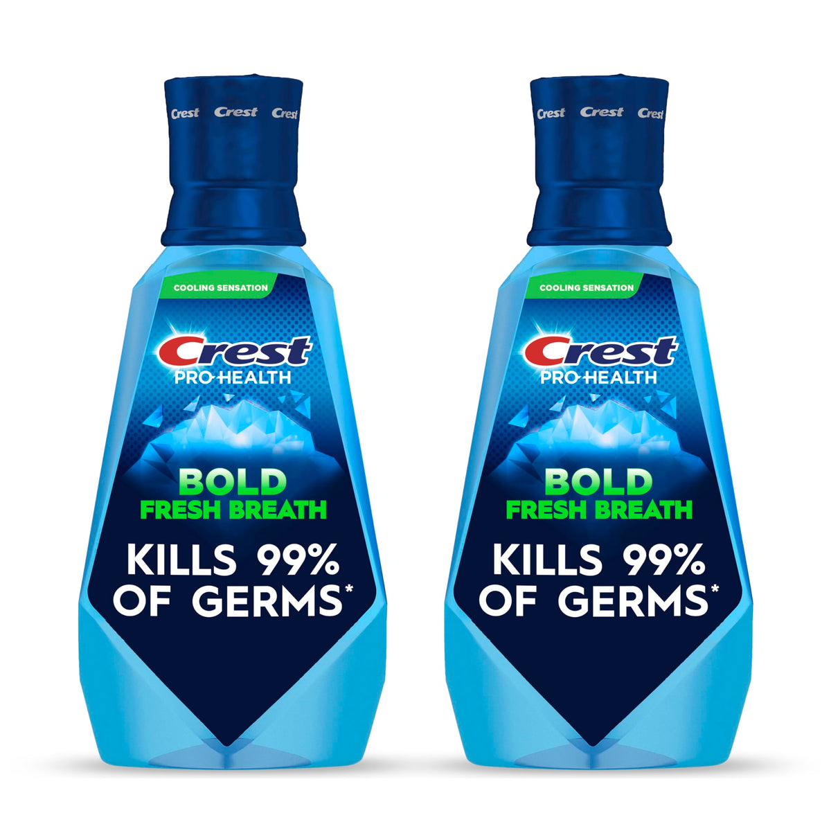 Crest Mouthwash Pro-Health Bold Fresh Breath, 99% Germ Kill, Antigingivitis & Antiplaque, Clean Mint - 1 L (33.8 fl oz), Pack of 2