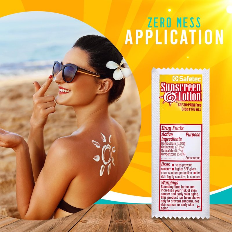 Sunscreen Lotion, SPF30 Protection and PABA Free, Mini Sunscreen Bulk, Individual Sunscreen Packets (Pack of 100) – Travel Size Sun Screen for Outdoors, Bundled with reclosable Homesphere bag (100)