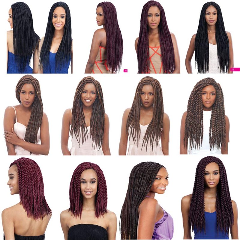 Mayloss 6 Packs/Lot (14/18/24/30) inch 1cm 20 Strands/Pack Thin 3X Box Braid Crochet Hair Extensionin Diameter 3X Synthetic Braid Hair Extensions Crochet Braids Hair Color(30Inch T1B/27)