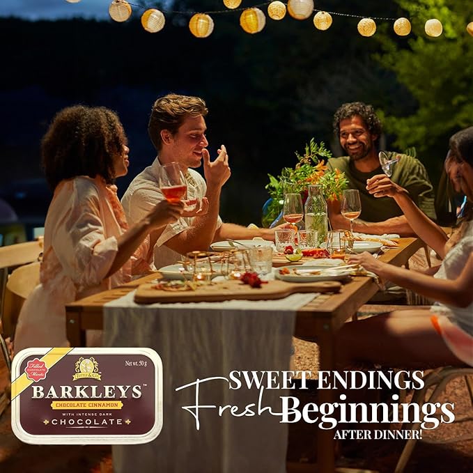 Barkleys Gourmet Chocolate&Cinnamon Breath Mints- Strong Chocolate Cinnamon Flavor for Party-After Dinner-Wedding-Every Day Use-Vegan Mints In Reusable Classic Travel Tins,1 Pack - 50 Count Each