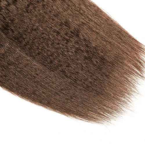 Condescension Bundles Human Hair 18 20 22" Inch Chocolate Brown Yaki Wave Human Hair Bundles Brazilian Virgin Remy Medium Brown Soft and Silky Hair Extensions