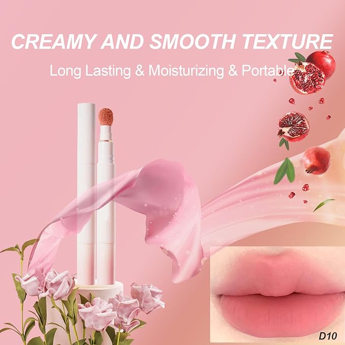Cushion Lip Powder Cream, Matte Lip Creams - Long-Lasting & Smooth Skin, Non-Drying, Moisturizing Non-Fading Lipstick, CreaM Velvet Finish, Lightweight (N01 Cream apricot)