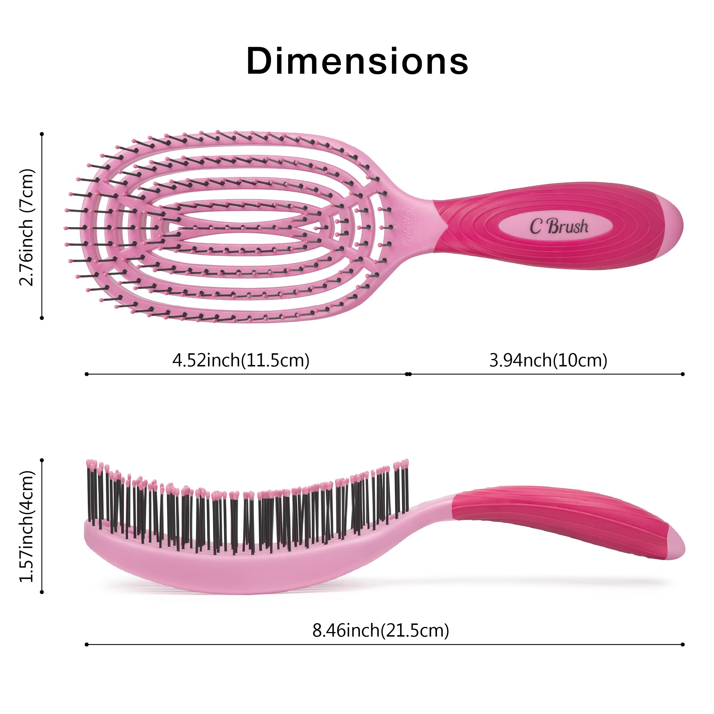 NuWay® C Brush® Scalp Care Detangling Hair Brush – Gentle Scalp Massage & Easy Detangling for Wet or Dry Hair, Everyday Hairbrush for Healthy Looking Hair (Pink Petal)