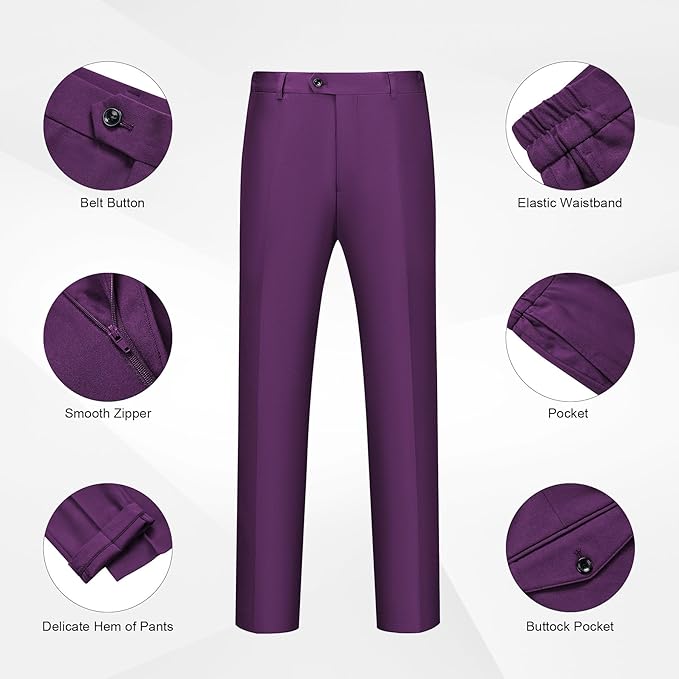 WULFUL Men's 2 Piece Slim Fit Suit Set One Button Blazer Jacket Pants Tuxedo Set for Party, Wedding and Business