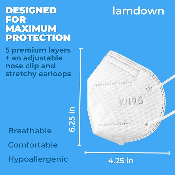 KN95 Face Masks, Premium 5-Layer Disposable Dust Mask Respirator for Adults