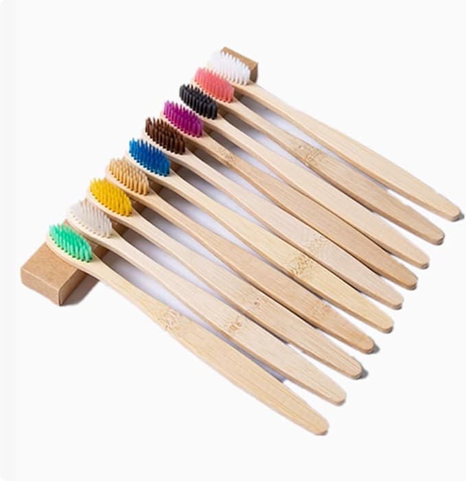 Bamboo Toothbrushes 10 Pack,Soft Toothbrushes for Adults,Plastic Free Toothbrush,Soft Bristled,Travel Tooth Brush,Eco Friendly Toothbrush,BPA Free,Natural Bamboo Tooth Brush(10 Colors)