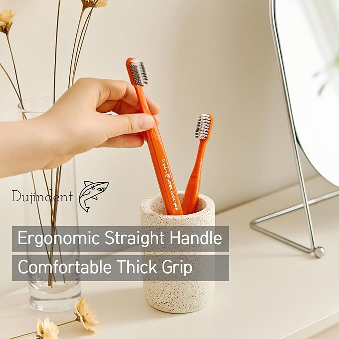 Orthodontic Toothbrush for Braces [4 Packs][Made in Korea] V Trim Cutting USA Bristles Braces Toothbrush for Brackets and Wires Cleaning (Shark Ortho Spiral, 4 Pack)