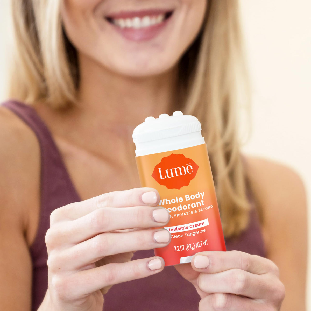 Lume Whole Body Deodorant - Invisible Cream Stick - 72 Hour Odor Control - Aluminum Free, Baking Soda Free, Skin Safe - 2.2 Ounce (Pack of 2) (Clean Tangerine)