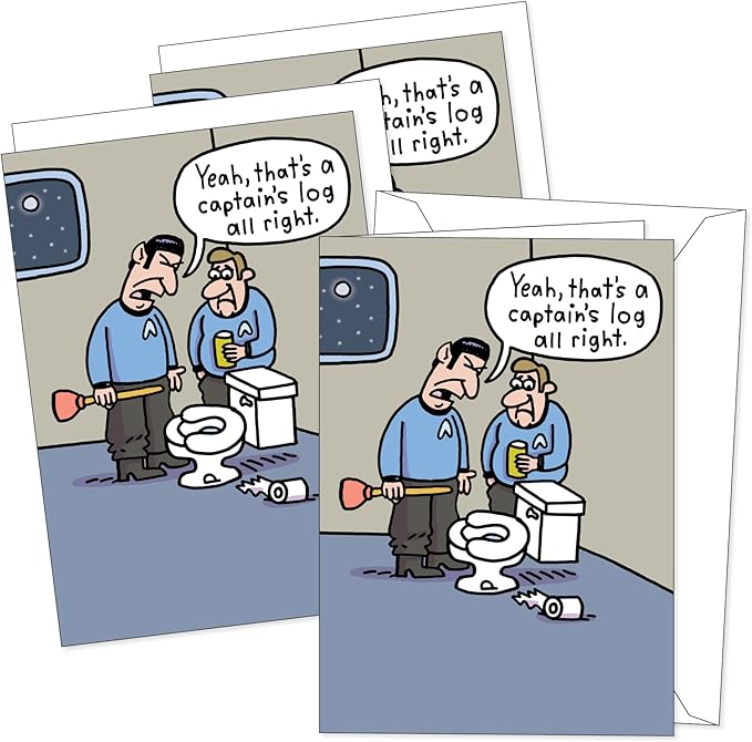 Men's Funny Adult Birthday Greeting Card (5" x 7") by Smart Alex 3 Pack + 3 Envelopes (Star Trek Captain's Log)