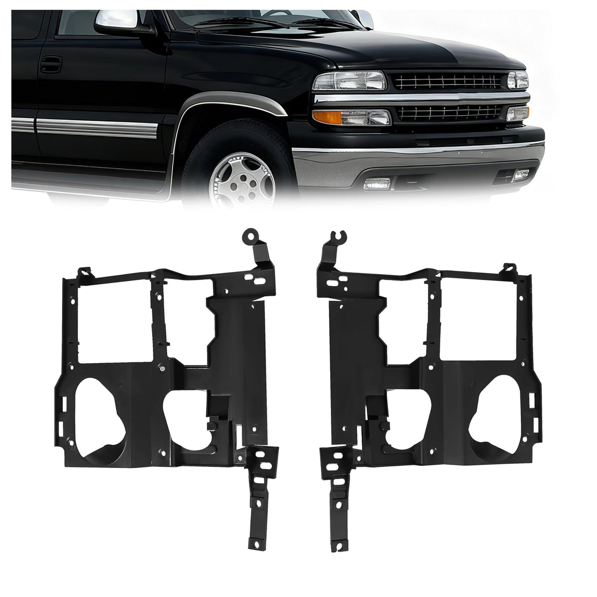 ALMULOO Pair Headlight Bracket Compatible with 1999-2007 GMC Sierra/Chevy Chevrolet/Silverado 1500 1500HD 2500 2500HD 3500 Subur