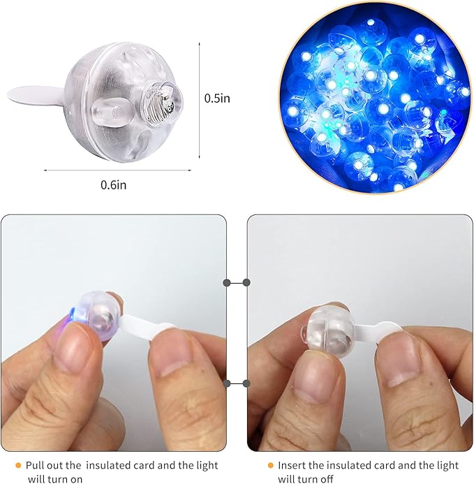 100pcs Blue LED Balloon Light, Round LED Ball Lamp Tiny Led Lighting Decoration for Indoor Outdoor Party Event Fun Wedding Festival Birthday Halloween Christmas Party Supplies