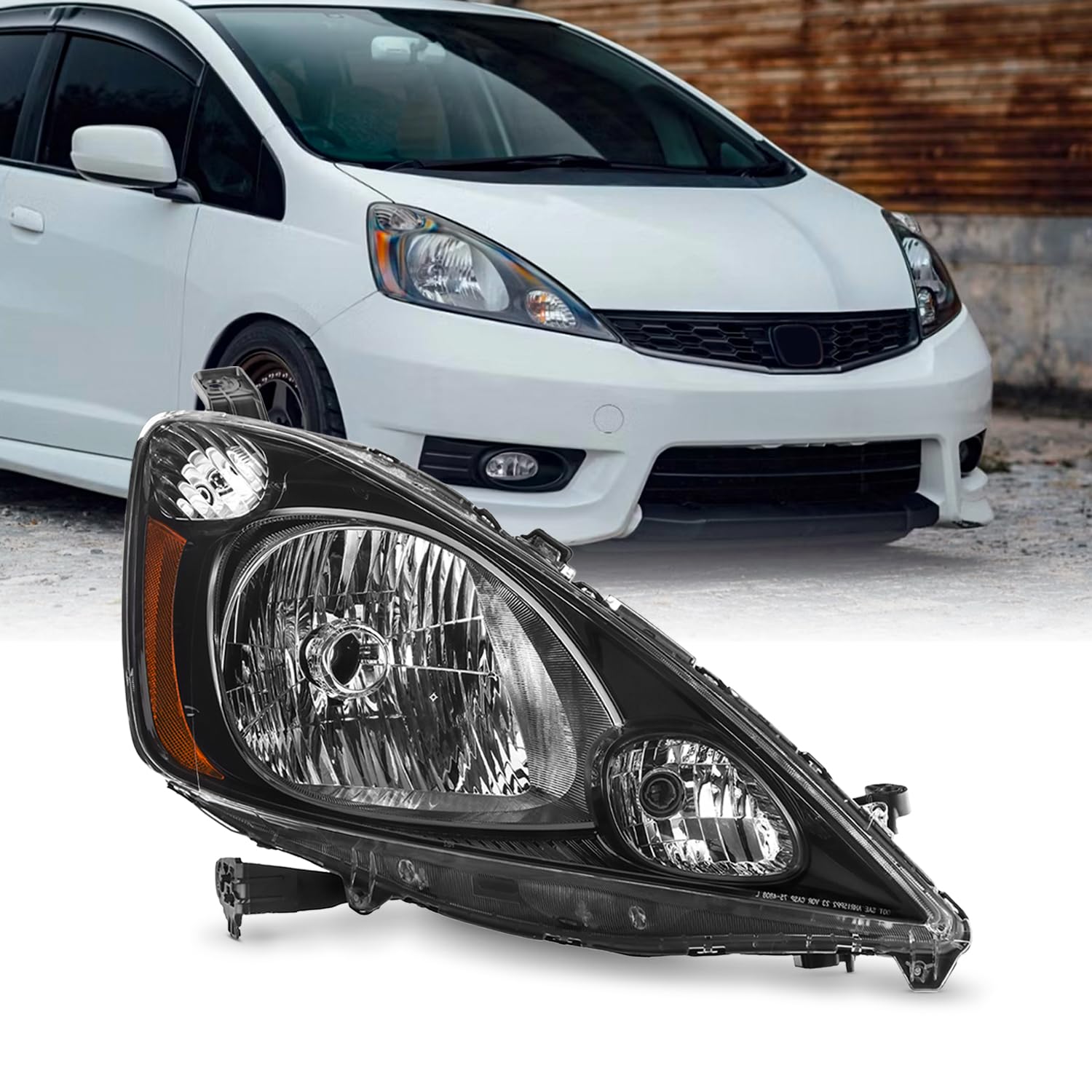 AKKON - Fits 2012-2014 Honda Fit [Halogen Type] Black Headlight Passenger Right Side Replacement 12 13 14