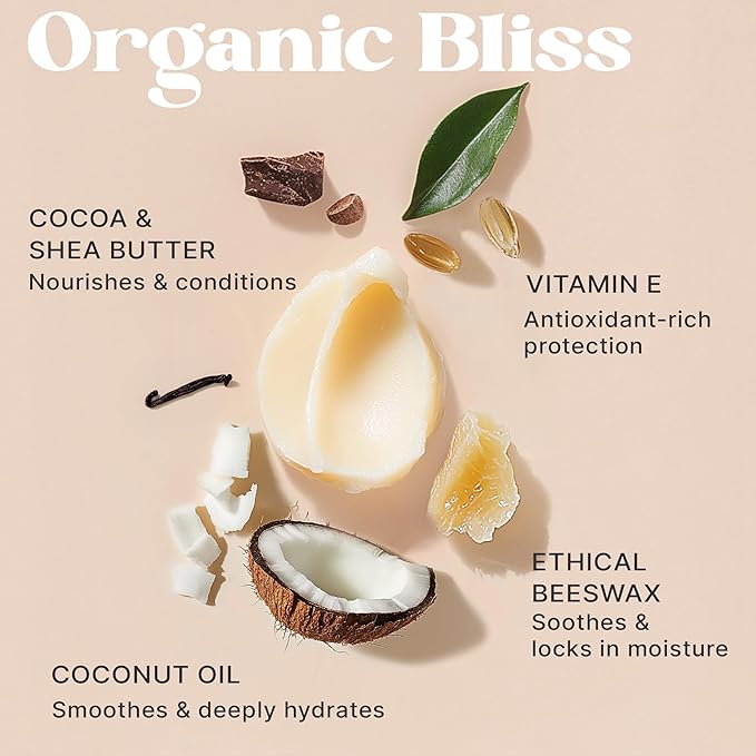 USDA Organic Lip Balm - USA Made with Natural Ingredients, Stocking Stuffers for Adults & Teens, Beeswax Vanilla Chapstick for Dry Lips, Beauty Gifts for Women, Birthday Gifts for Her & Him