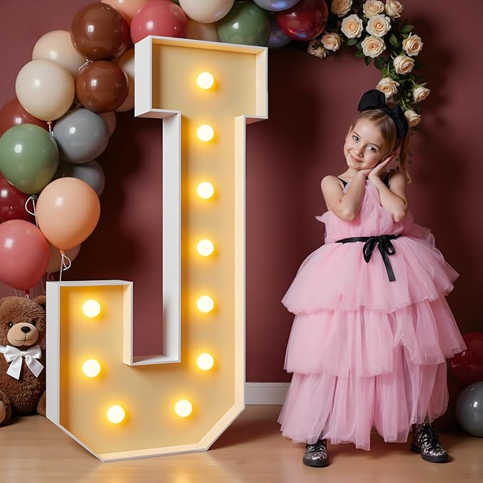 imprsv 4FT Marquee Letters Large Light Up Letters for Birthday Party Decor Wedding Decorations, Marquee J for Party Decoration, Large Signs Arch Kit Decorations