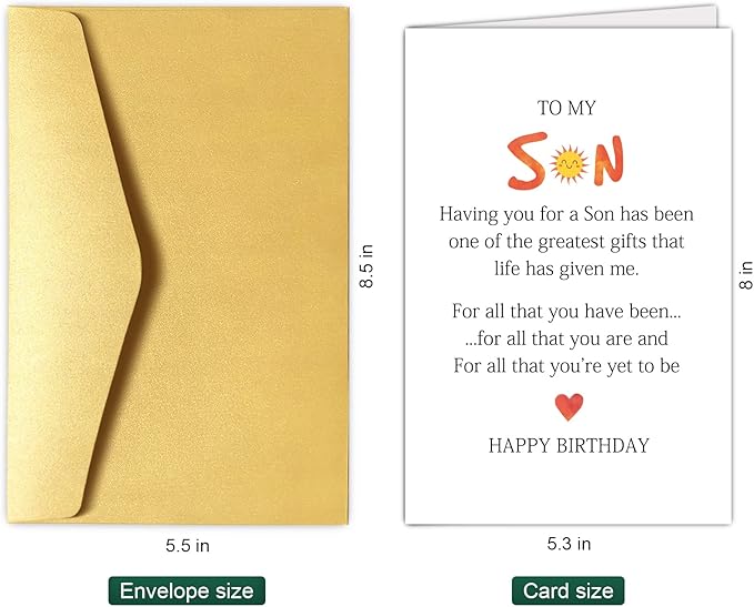 Chenive Funny Son Birthday Card from Mom and Dad, Happy Birthday Card Gift for Sons, Adult Sons Bday Greeting Cards from Parents, Having You For A Son Has Been One Of The Greatest Gifts