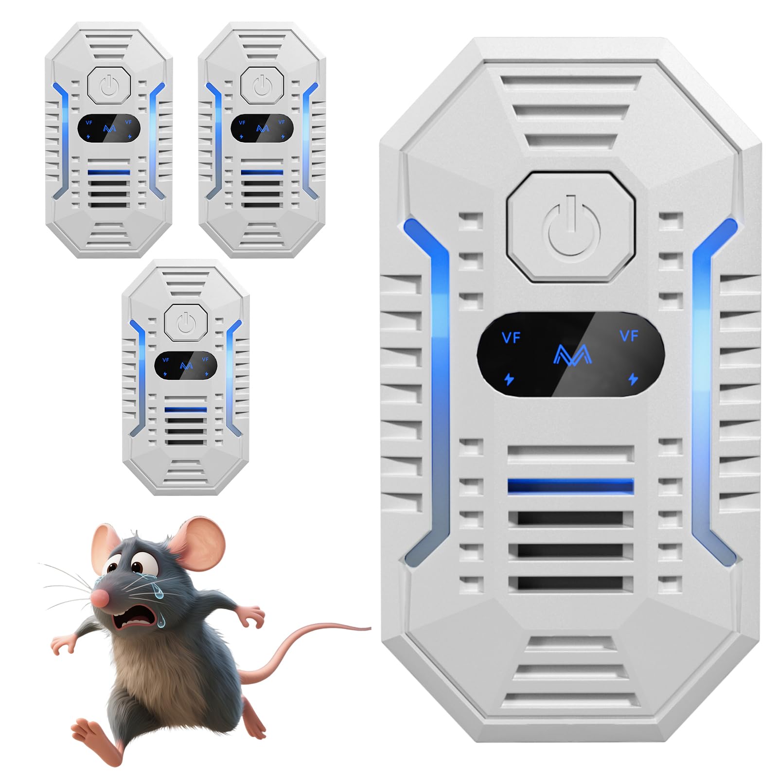 2026 Upgrade Ultrasonic Pest Repeller, 4 Pack Plug-in Electronic Mouse Deterrent with Smart Frequency, Safe & Quiet Indoor Rodent Repellent for Mice, Rats, Roaches, Ants, Spiders, Mosquitoes & Bugs