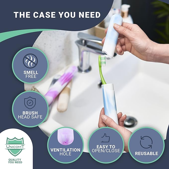 4 Pack Elite Travel Toothbrush Case with Drainage Holes – Portable, Breathable Plastic Toothbrush Holders Travel Covers – Ideal for Camping, Trips & Daily Use – Assorted Colors
