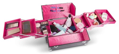 Caboodles Primped & Polished 6 Tray Train Case, Dark Gray, 5.6 Pound