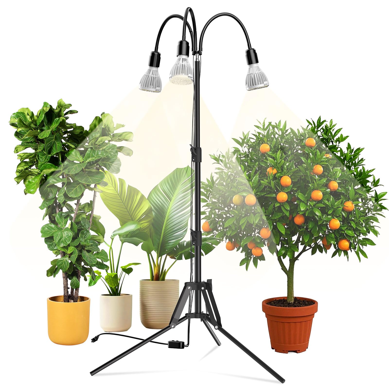 SANSI 90W Full Spectrum LED Grow Light Tripod 5000K 660nm Replaceable Bulbs