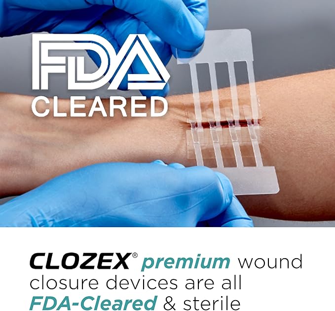 Clozex Pediatric Laceration Closures - Repair Wounds Without Stitches, FSA HSA Eligible Skin Closure Device for 3 Individual Wounds Or Combine for Total Length of 2 3/8 Inches