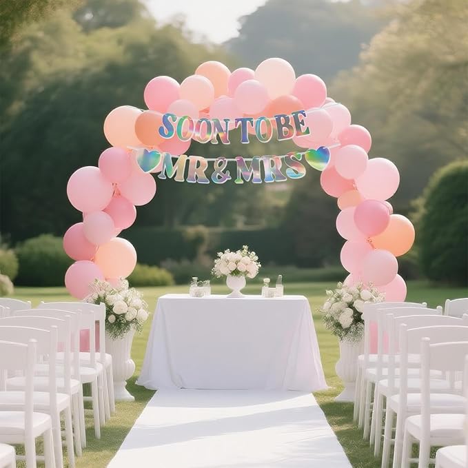 Soon To Be Mr & Mrs Banner, Bridal Shower Sign, Pre-Strung Laser Wedding Banner Decorations, Engagement Banners for Mantle Hanging Sign Couples Shower Decorations