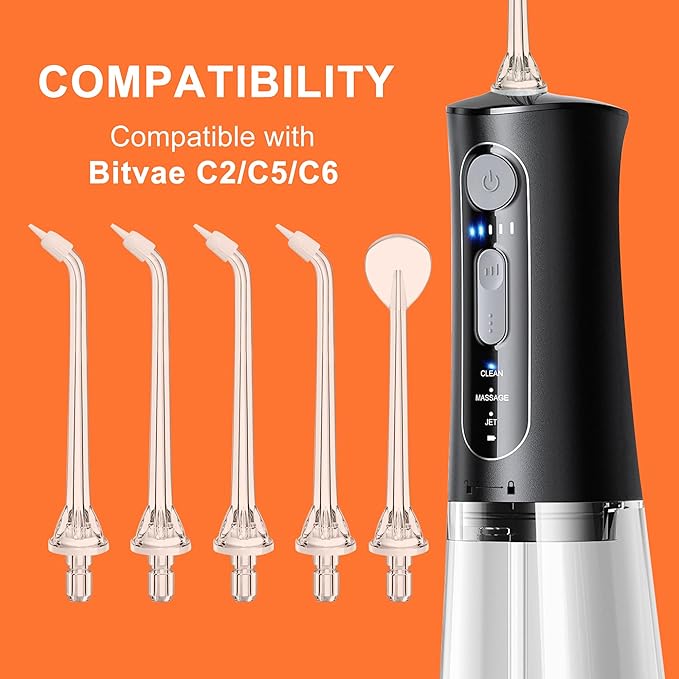 Replacement Head for Bitvae, Replacement Heads Oral Irrigator Refill Heads Jet Tips,Only Compatible C2/ C5/C6 water flosser(Orthodontic Tips)