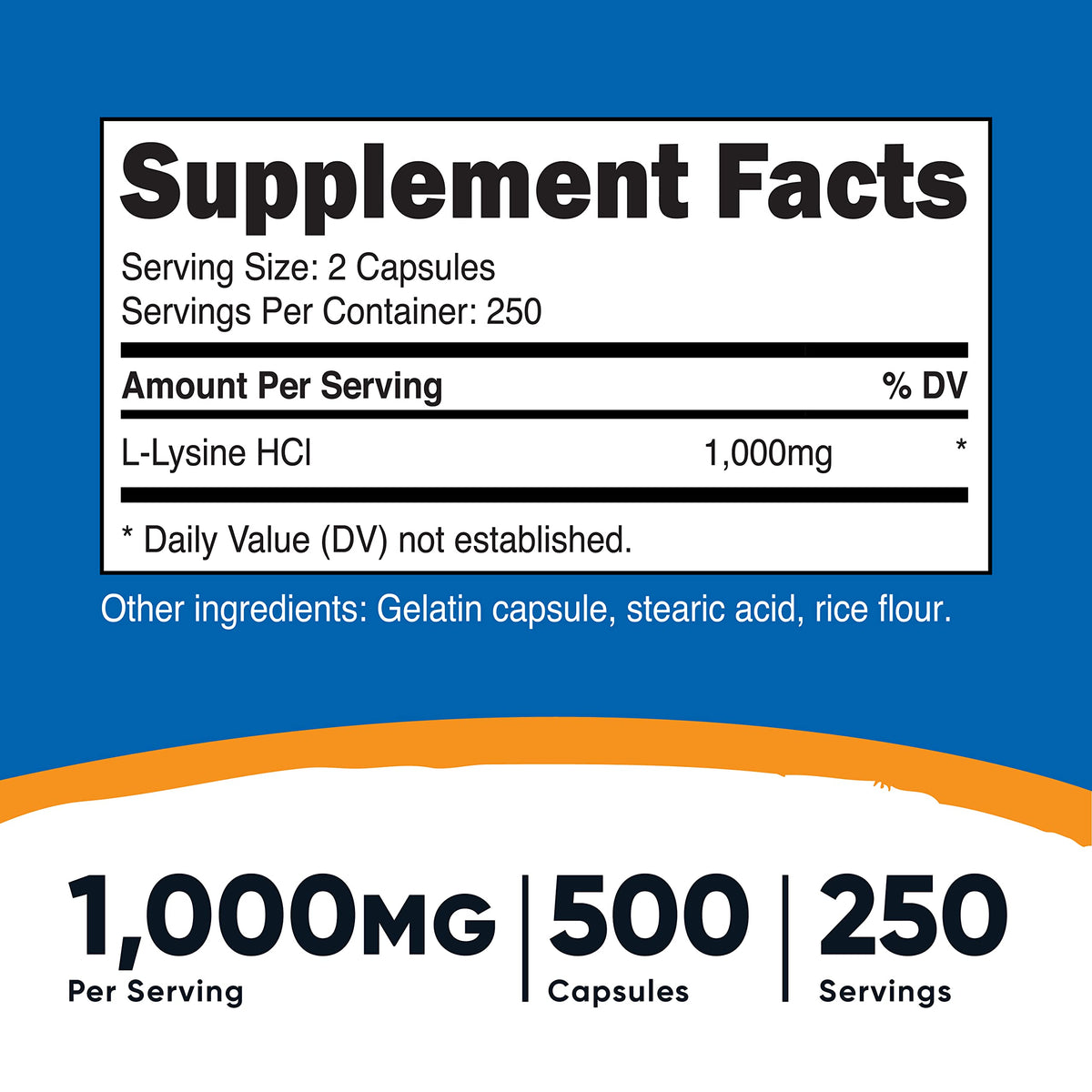 Nutricost L-Lysine 500mg (1000mg Serving), 500 Capsules (3 Bottles)