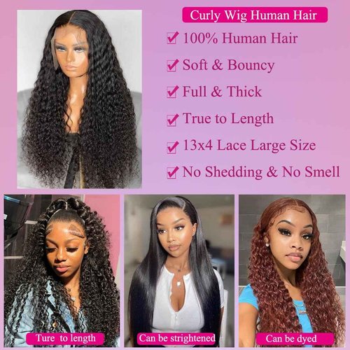 ZANPAL 13x4 Deep Wave Lace Front Wigs Human Hair Pre Plucked 180% Density 9A Glueless Wigs Human Hair Wet and Wavy Wigs for Women HD Transparent Deep Curly Lace Front Wigs Human Hair 22 Inch