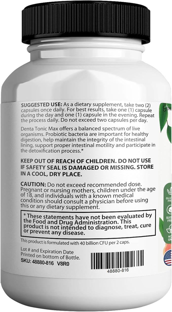 Denta Tonic Max Probiotic Supplement, 40 Billion CFU, 60 Capsules, Supports Oral & Digestive Health (2)