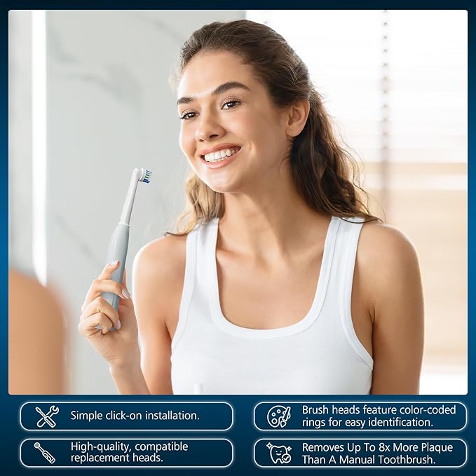 Replacement Toothbrush Heads Compatible with Oral-B, 8-Pack Electric Toothbrush Heads, Fits Pro 1000/500/3000/7000/9600 & More, Dupont Bristles for Superior Clean