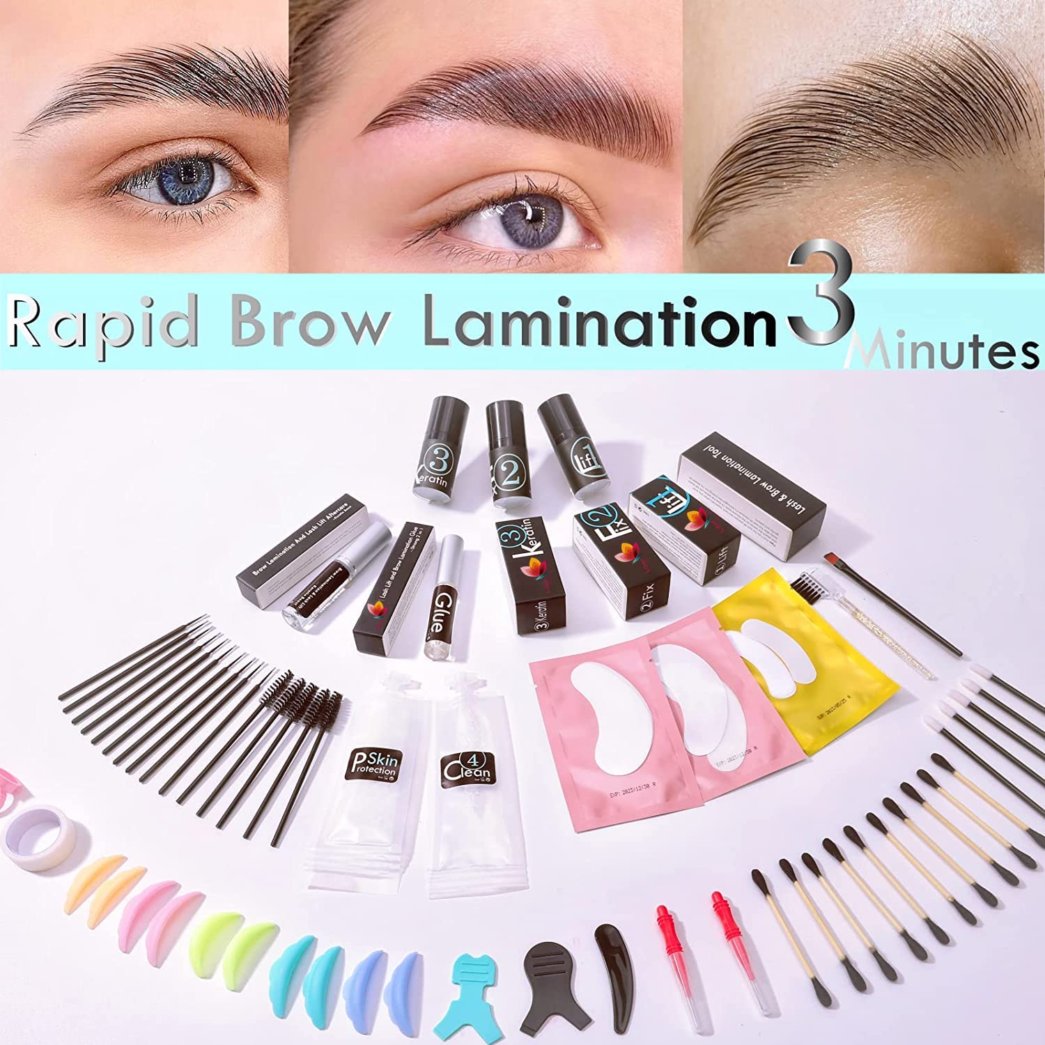 Eyebrow Lamination Kit,Eyebrow Lift Eyelash perm Kit Lasting 8 Weeks With Brush Set for Eyebrows Fuller Voluminous Professional & DIY Home Use (Brow & Lash lift kit)