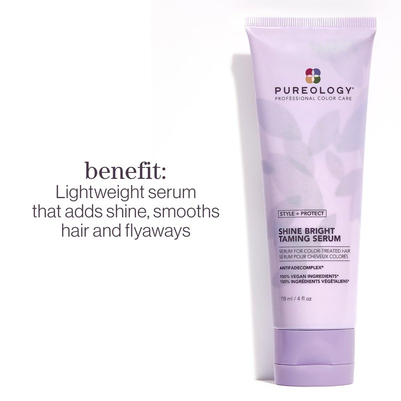 Pureology Style + Protect Shine Bright Taming Serum | For Color-Treated Hair | Shine-Enhancing, Smoothing Hair Serum | Sulfate-Free | Vegan | Updated Packaging | 4 Fl. Oz. |