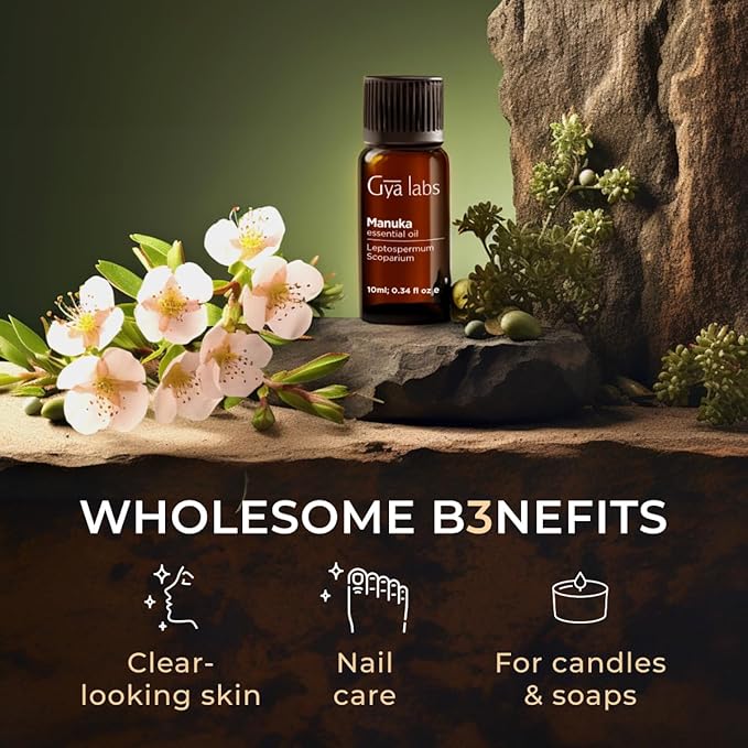 Gya Labs Manuka Essential Oil - 0.34 Fl Oz - for Hair, Skin, Diffuser, Aromatherapy & DIY Candle Making Scent