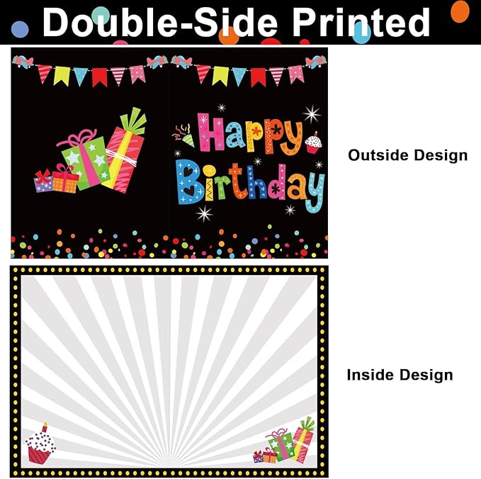 party greeting Jumbo Birthday Card Giant Guest Book Black Happy Birthday Party Decorations Supplies Gifts for Coworker Teacher Boys Girls -Large 14 x 22 inches
