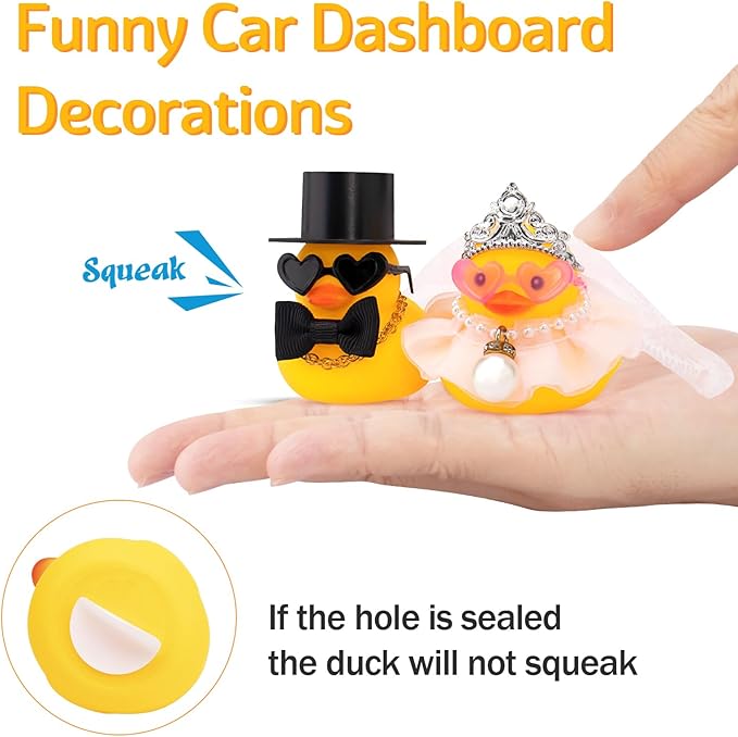 wonuu Pair Set of 2 Wedding Rubber Ducks, Bride Groom Duckies Marriage Rubber Duck Mini Couple Ducky for Ceremony Gift Souvenir Marry Blessings Elegant Heartwarming Present, Pink