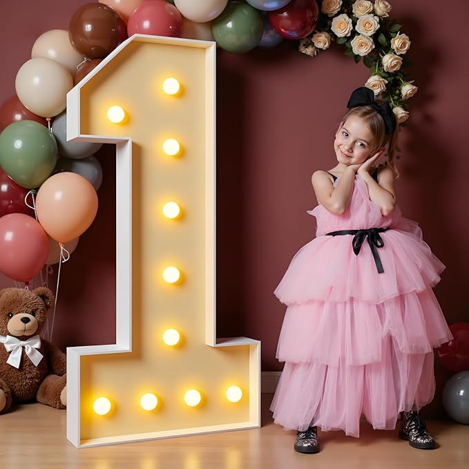imprsv 4FT Marquee Numbers, Light Up Numbers for 1st 21st Birthday Decorations, light up letters Anniversary Party Decor, Mosaic Numbers for Balloons Number 1, Pre-Cut Foam Board Kit