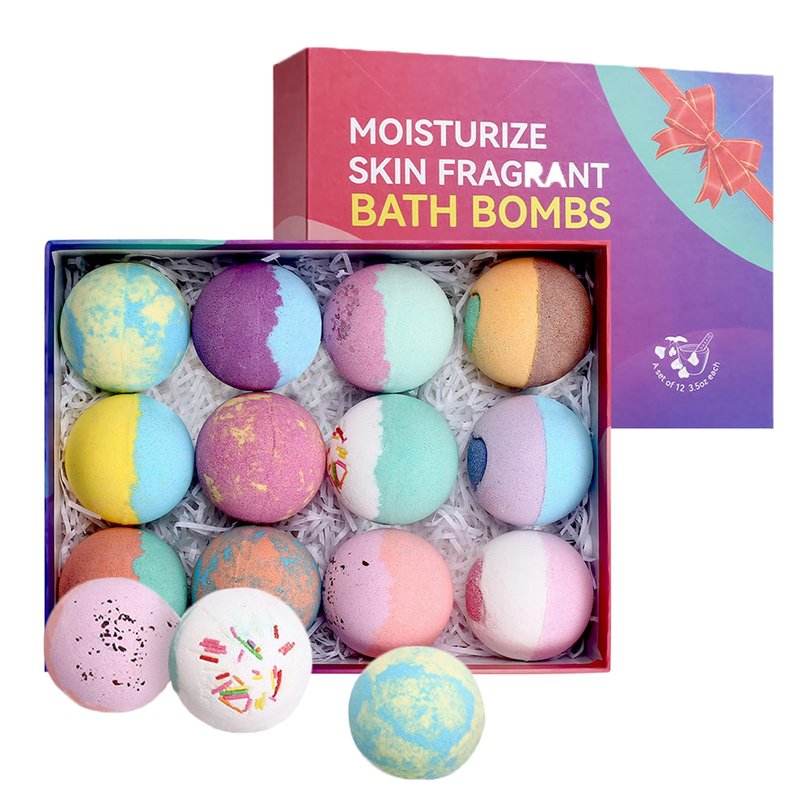 RoseFlower Bath Bombs Gift Set, 12pcs Colorful Bath Bombs, Handmade & Plant Essence, Plant Essential Oil Extraction, Home Bath to Moisturize Skin, Perfect SPA Gift for Women