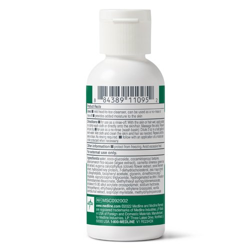 Medline Remedy Clinical Hydrating Shampoo & Body Wash (2 fl oz), 96 Count, Vanilla Scent, Cleanser, No-Rinse, Adults, Kids, Shower Or Bedside, Dimethicone, Sulfate Free