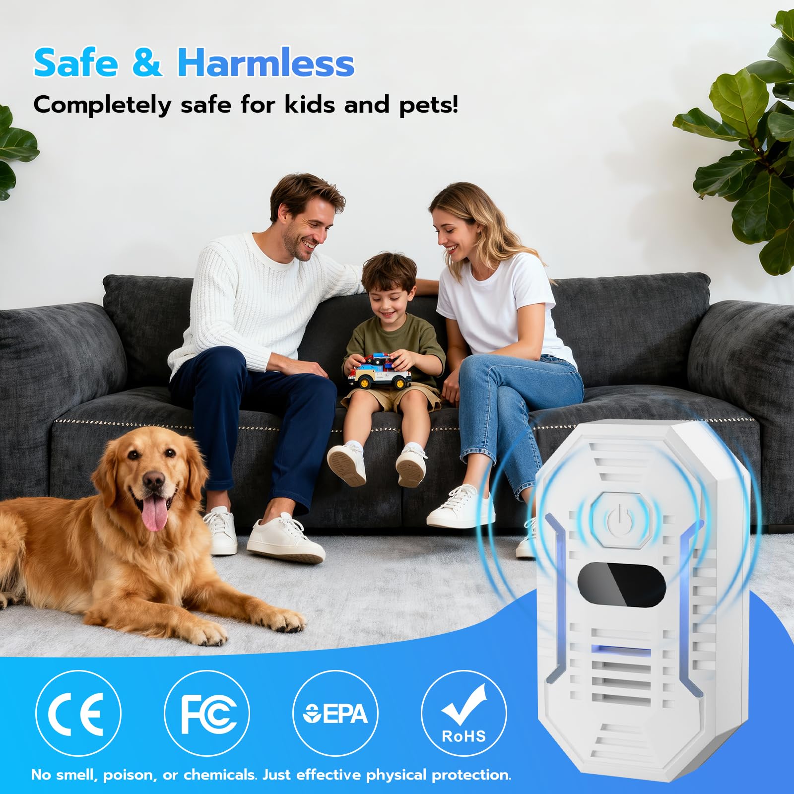 2026 Upgrade Ultrasonic Pest Repeller, 4 Pack Plug-in Electronic Mouse Deterrent with Smart Frequency, Safe & Quiet Indoor Rodent Repellent for Mice, Rats, Roaches, Ants, Spiders, Mosquitoes & Bugs