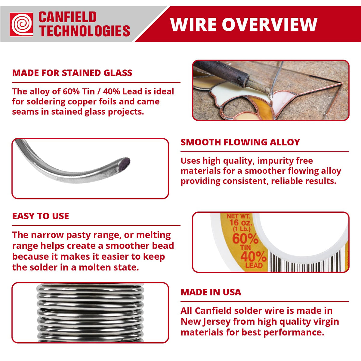 Canfield 60/40 solder for stained glass