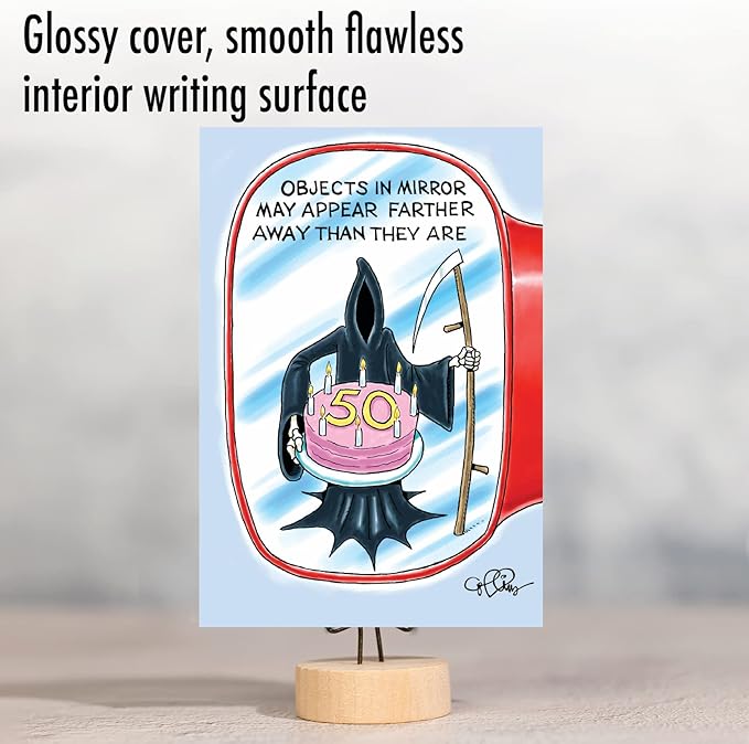 NobleWorks 50th Birthday Greeting Card with 5 x 7 Inch Envelope (1 Card) Bday Objects in Mirror Milestones 50 4794