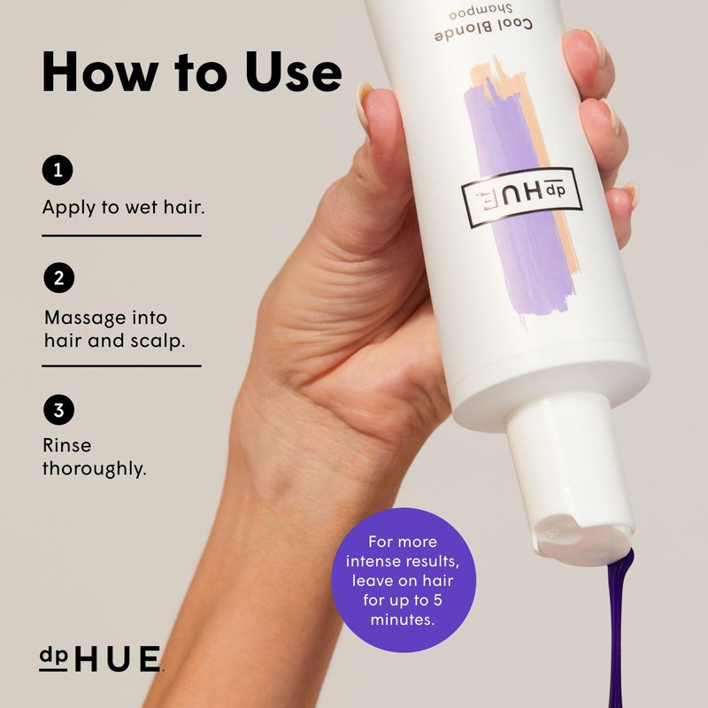 dpHUE Cool Blonde Shampoo - 8.5 oz - Purple Pigments Neutralize Unwanted Yellow, Brassy Hair Tones - Color Safe - Paraben, SLS & SLES Sulfate Free - Leaping Bunny Certified