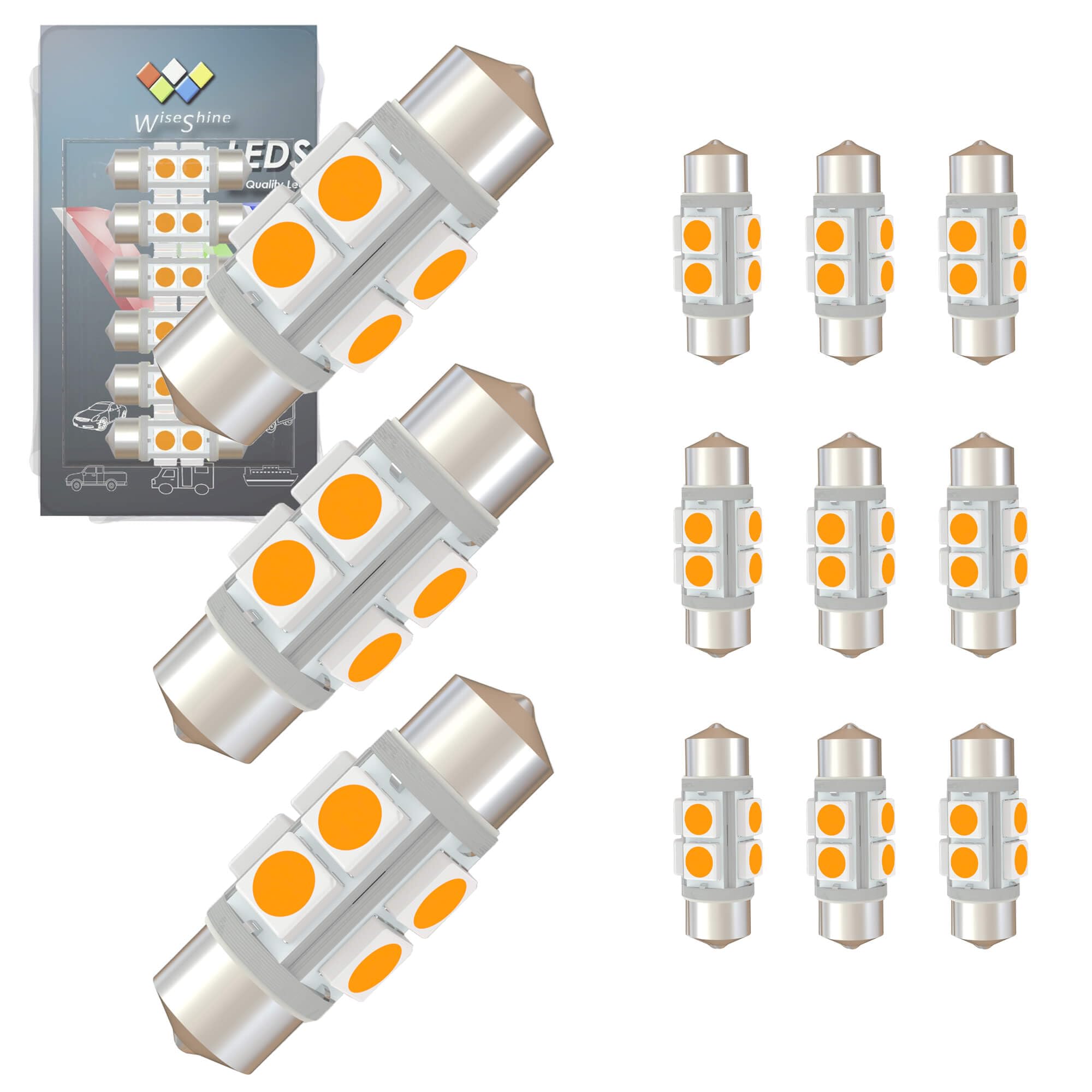 Wiseshine DC 24V 31mm DE3175 LED Festoon Bulb DE3022 LED Bulbs Gold Amber for Truck Interior Dome Door Trunk Lights (Pack 12)