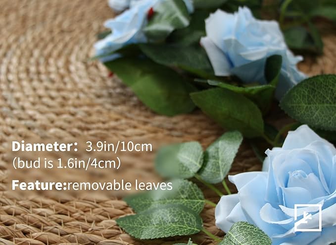 ZIFTY 5Pcs 32.5FT Blue Flower Garland Fake Flower Vines Faux Artificial Floral Garland Hanging Rose Ivy for Wedding Decortions Arch Garden Ceremony Background Outdoor Wall Decor