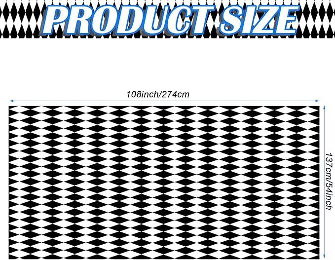 Irenare 3 Pieces Black and White Checkered Tablecloth Gingham Tablecover Disposable Plastic Tablecloth Spring Picnic Tablecover for Spring Birthday Party Sock Hop Holiday Party Decor 54 x 108 Inches