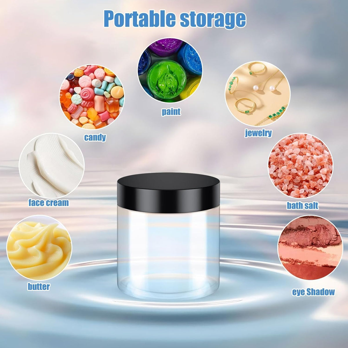 90 Pack 4 Oz Plastic Containers with Lids, OBKJJ Clear Travel Size Leak Proof Makeup Travel Containers BPA Free Cosmetic Slime Jars for Lotion, Cream, Body Butter, Makeup, Ointments (90)